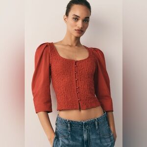 Red anthropologie top xl